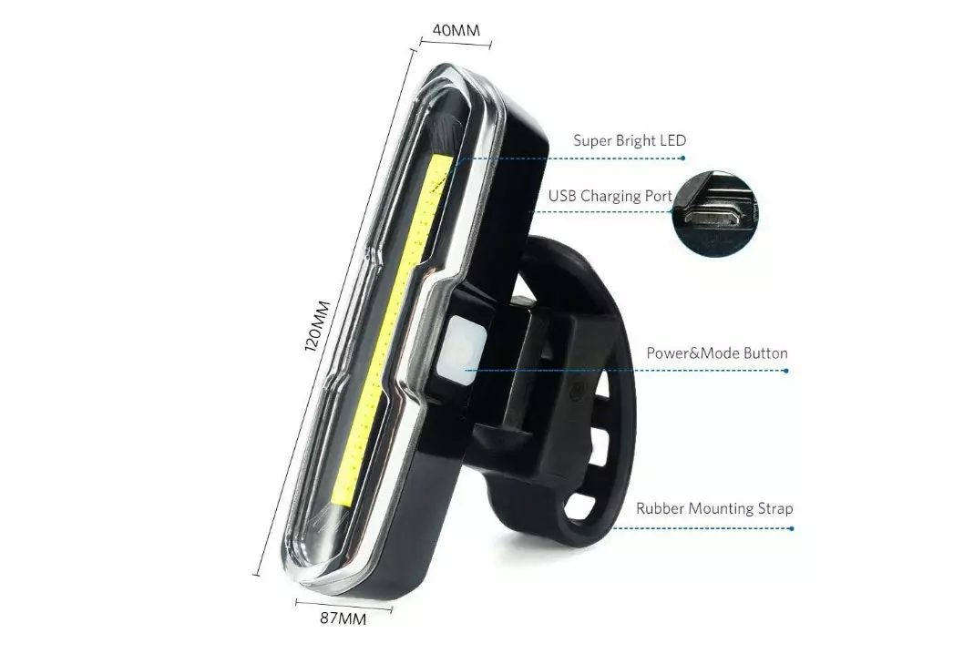 Genérico Generico Linterna Delantera Y Luz Trasera Roja Para Bicicleta 10 Genérico Generico Linterna Delantera Y Luz Trasera Roja Para Bicicleta - Imagen 8