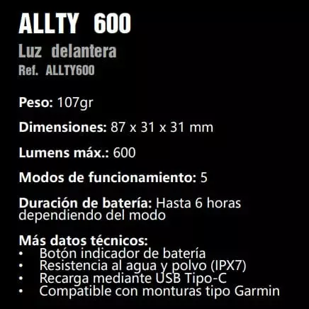 MAGICSHINE Luz Delantera Allty 600Lm Usb 6 MAGICSHINE Luz Delantera Allty 600Lm Usb - Imagen 4