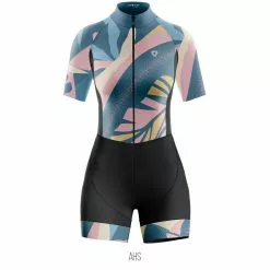 Enterizo Manga Corta Mujer Living Ash - Azul/Negro/Rosa GW