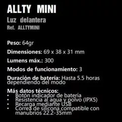 MAGICSHINE Luz Delantera Allty Mini 300Lm Usb -Bicicletas Ventas NTlo71o3dEBFv HNjbQCwvPE 1