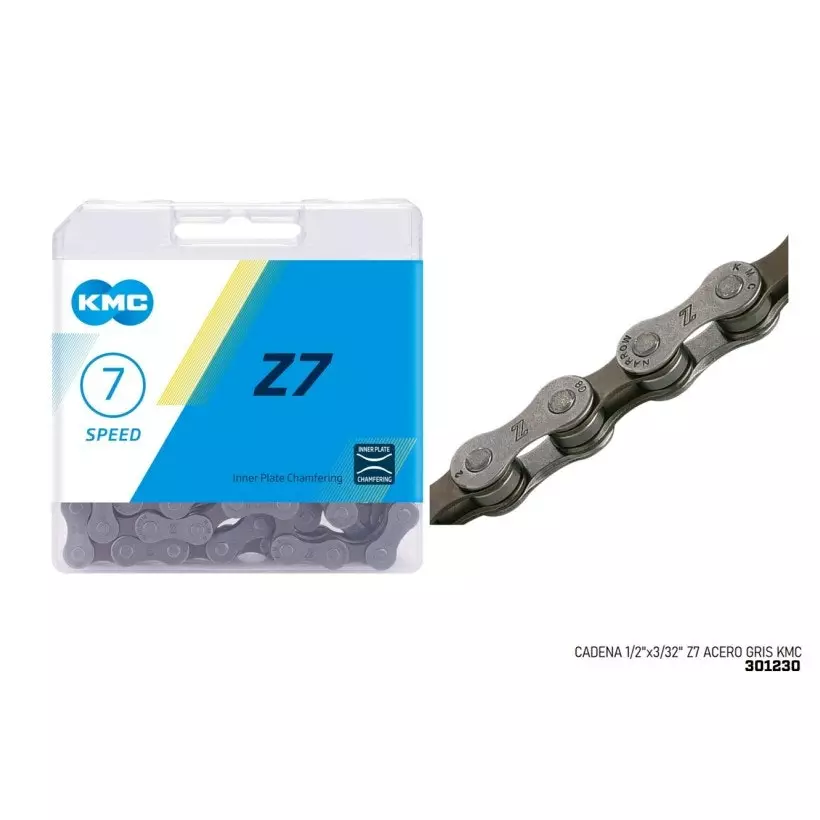 CADENA 7 Velocidades 1/2 X3/32 Z7 GRIS KMC 3 CADENA 7 Velocidades 1/2 X3/32 Z7 GRIS KMC