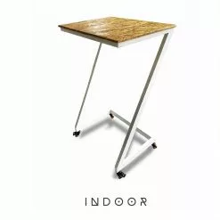 Indoor Mesa Estatica Con Ruedas En Color Blanco