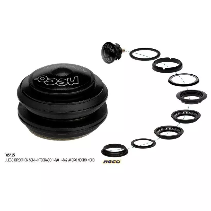 Juego De Direccion 1 - 1/8 Integrado Neco H142 Negro 3 Juego De Direccion 1 - 1/8 Integrado Neco H142 Negro