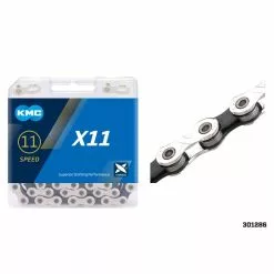 Cadena 11v 1/2¨*11/128¨ 118l X11 Silver/Black KMC