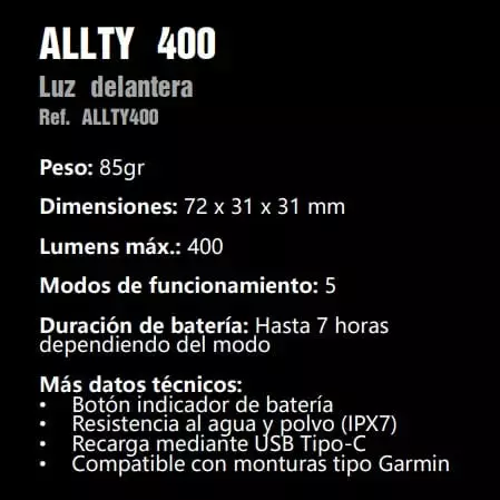 MAGICSHINE Luz Delantera Allty 400Lm Usb 6 MAGICSHINE Luz Delantera Allty 400Lm Usb - Imagen 4