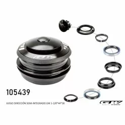 Neco Juego Direccion Semi Integrado 1 1/8 H146 Aluminio Negro Gw