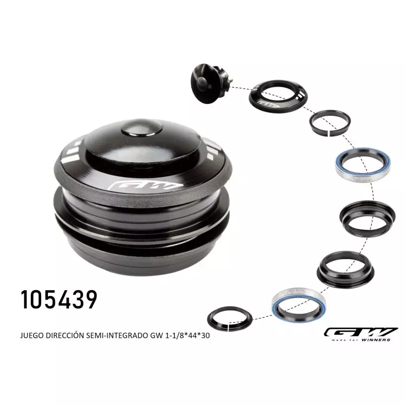 Neco Juego Direccion Semi Integrado 1 1/8 H146 Aluminio Negro Gw 3 Neco Juego Direccion Semi Integrado 1 1/8 H146 Aluminio Negro Gw