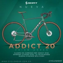 Bicicleta Ruta SCOTT Addict 20 Carbono Verde Prisma